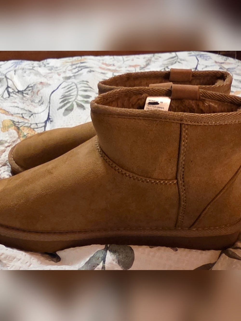 New, MAGELLAN Tan Suede Short Shearling-Lined Ankle Boots